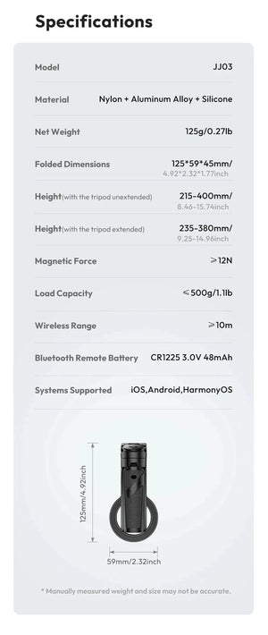 Planet Gates Ulanzi JJ03 Magnetic Selfie Stick Phone Tripod For iPhone 16 15 14 13 12 Pro Max Magsafe Smartphone Wireless Grip Desktop Stand