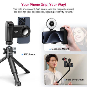 Planet Gates Ulanzi MA35 MagSafe Bluetooth Shutter Smartphone Camera Handle Grip Selfie Stablizer Vertical Horizontal Shooting for Phone