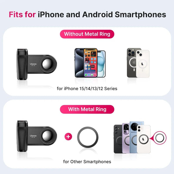 Planet Gates Ulanzi MA35 MagSafe Bluetooth Shutter Smartphone Camera Handle Grip Selfie Stablizer Vertical Horizontal Shooting for Phone