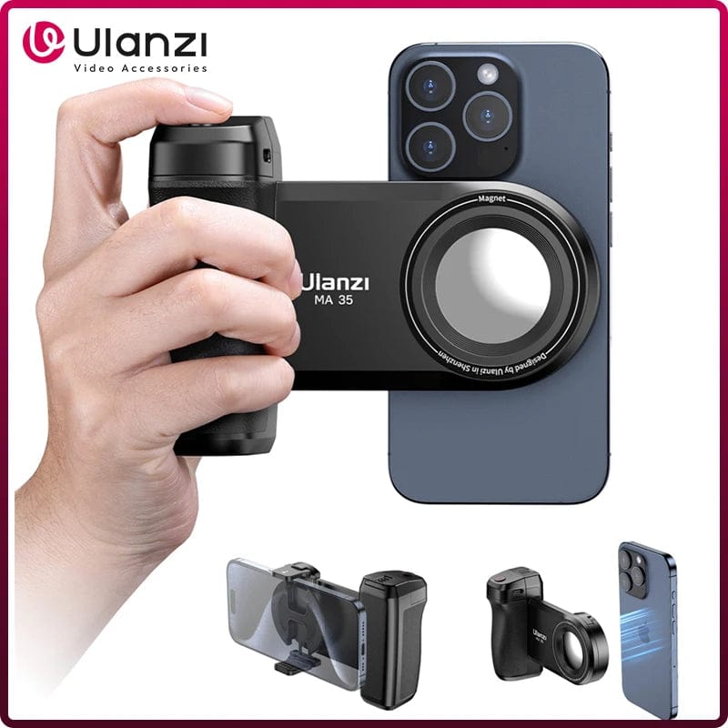 Planet Gates Ulanzi MA35 MagSafe Bluetooth Shutter Smartphone Camera Handle Grip Selfie Stablizer Vertical Horizontal Shooting for Phone