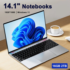 Planet Gates Ultra Slim Laptop 14.1" 16GB RAM 2TB SSD Intel N3700 Notebook Gamer  1920*1080  Display Office Study Computer PC Windows 11 Pro