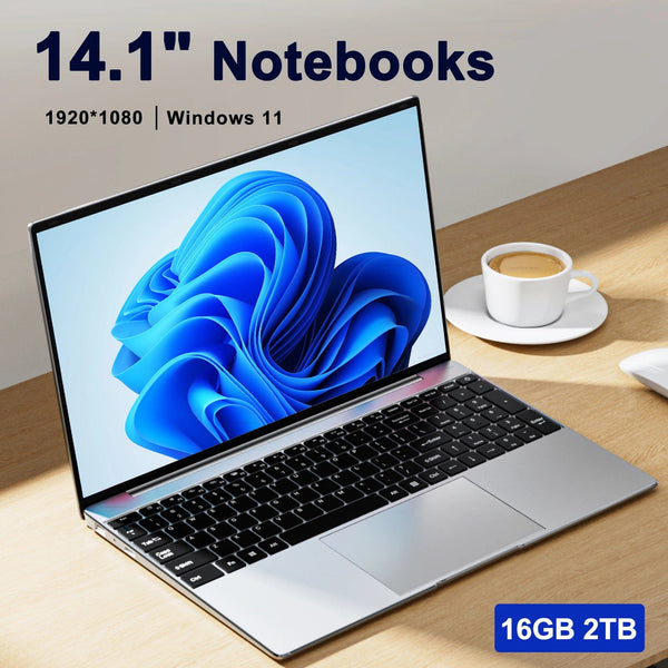 Planet Gates Ultra Slim Laptop 14.1" 16GB RAM 2TB SSD Intel N3700 Notebook Gamer  1920*1080  Display Office Study Computer PC Windows 11 Pro