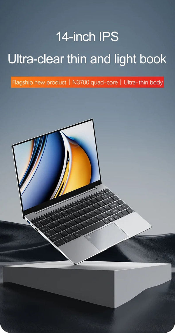 Planet Gates Ultra Slim Laptop 14.1" 16GB RAM 2TB SSD Intel N3700 Notebook Gamer  1920*1080  Display Office Study Computer PC Windows 11 Pro