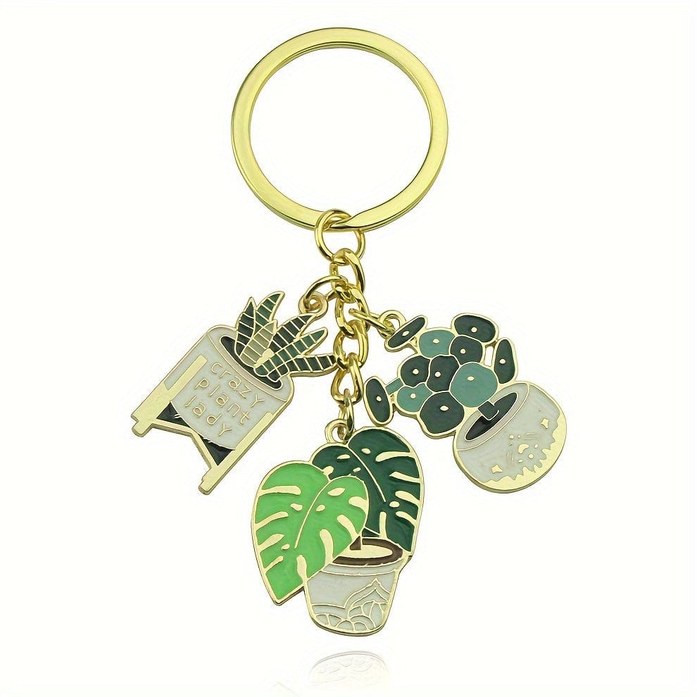 Planet Gates Unisex 1 szt. Zielone rośliny, świeża i słodka sukulentowa roślina i doniczka, breloczek do kluczy samochodowych ze stopu cynku, zawieszka dla mężczyzn i kobiet, drobne prezenty dla dziewczyny i rodziny