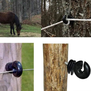 Planet Gates United States 50Pcs Electric Fence Offset Ring Insulator Wood Post Fencing Screw Timber Tape Wire Insulators Safe Garden Buildings Accessory