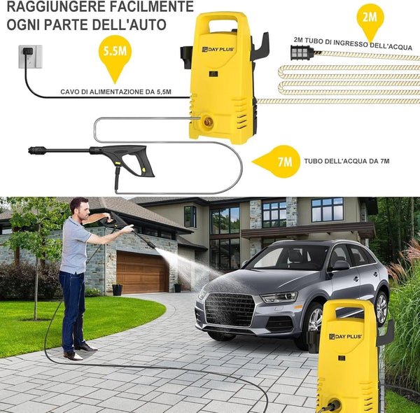 Planet Gates United States Home& Garden High Pressure Washer,3-IN-1 Power Jet Nozzle,High Power Portable Electric Jet Washer for Patio Car Driveway &Garden