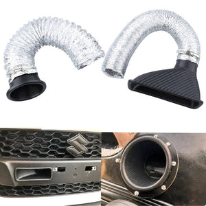 Planet Gates Universal Car Front Bumper admission air  Turbo Air Intake Pipe Kit ABS Turbine Inlet Kit Pipe Air Funnel Carbon Fiber Look