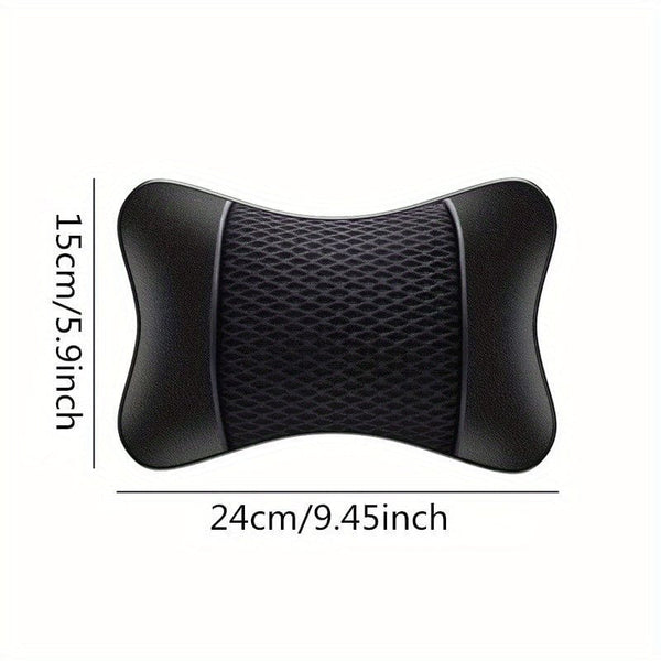 Planet Gates Universal Car Headrest PU Leather Mesh Breathable Neck Pillow, Soft Comfortable Seat Rest Cushion, Auto Accessories Decorations