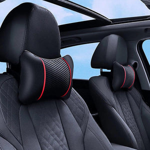 Planet Gates Universal Car Headrest PU Leather Mesh Breathable Neck Pillow, Soft Comfortable Seat Rest Cushion, Auto Accessories Decorations