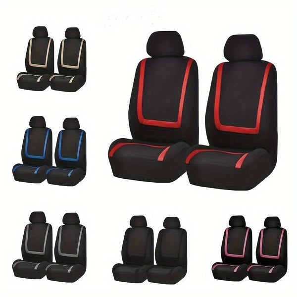 Planet Gates Universal Fit Car Seat Covers For Front Driver And Passenger Seats, High-Quality Fabric, Protective Auto Chair Slipcovers With Accent Stripes, Easy To Install, Durable Vehicle Interior Enhancements