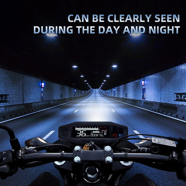 Planet Gates Universal Motorcycle Meter Speedometer LED Digital Dashboard 12000RPM Gauge Tachometer Panel Motor Odometer Display Y Bracket