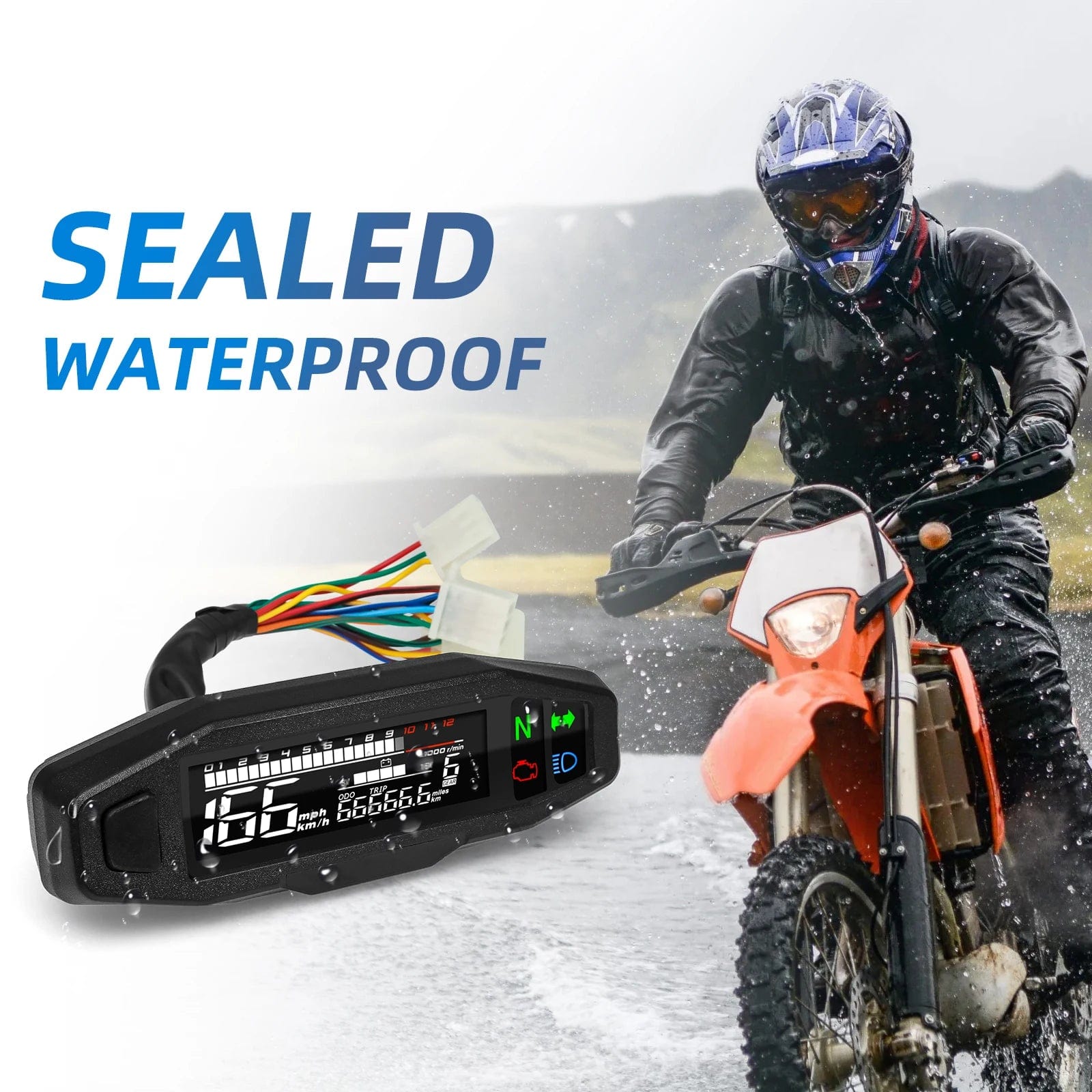 Universal Motorcycle Meter Speedometer LED Digital Dashboard 12000RPM
