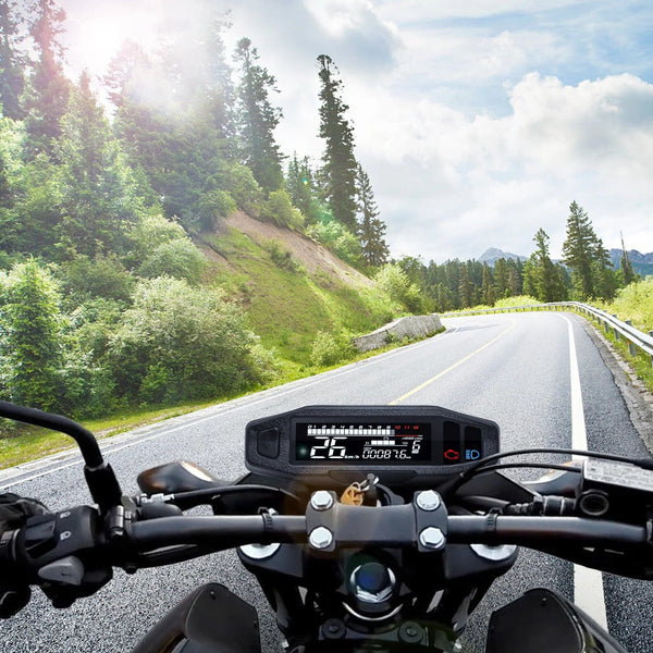 Planet Gates Universal Motorcycle Meter Speedometer LED Digital Dashboard 12000RPM Gauge Tachometer Panel Motor Odometer Display Y Bracket