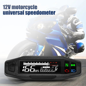Planet Gates Universal Motorcycle Meter Speedometer LED Digital Dashboard 12000RPM Gauge Tachometer Panel Motor Odometer Display Y Bracket