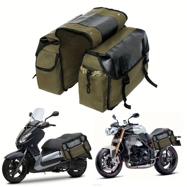 Planet Gates Universal Motorcycle Saddle Bag Large Capacity Canvas Panniers Bags For Bicycle Bike Motor Saddlebags Side Tool Bag For Harley For Honda For Suzuki For Kawasaki