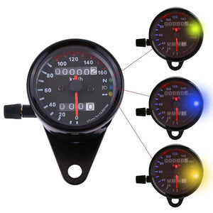Planet Gates Universal Motorcycle Speedometer Odometer Gauge for Cafe Racer Motorbike with LED Signal Light Backlight Indicator
