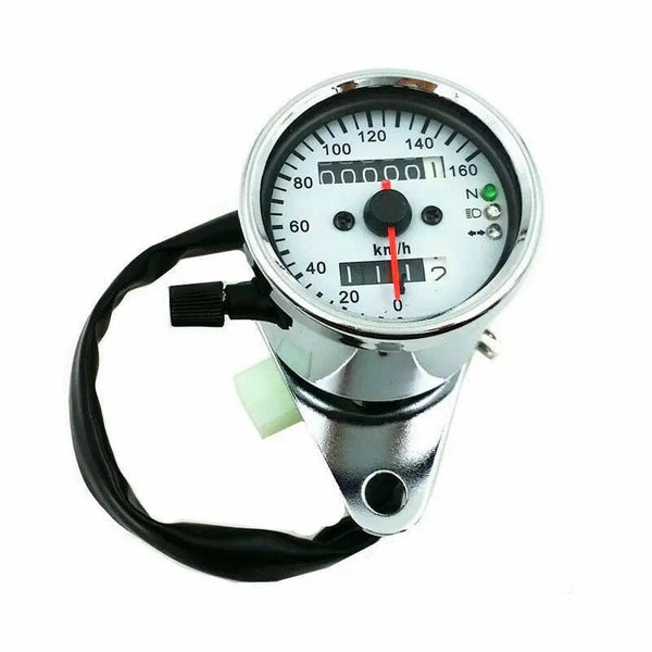 Planet Gates Universal Motorcycle Speedometer Odometer Gauge for Cafe Racer Motorbike with LED Signal Light Backlight Indicator