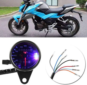 Planet Gates Universal Motorcycle Speedometer Odometer Gauge for Cafe Racer Motorbike with LED Signal Light Backlight Indicator