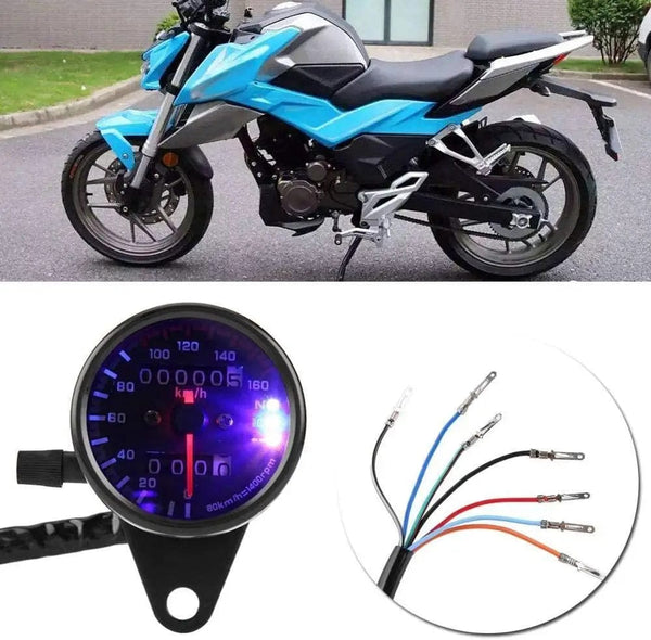 Planet Gates Universal Motorcycle Speedometer Odometer Gauge for Cafe Racer Motorbike with LED Signal Light Backlight Indicator