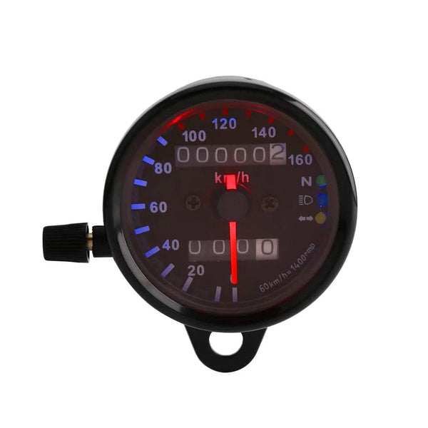 Planet Gates Universal Motorcycle Speedometer Odometer Gauge for Cafe Racer Motorbike with LED Signal Light Backlight Indicator