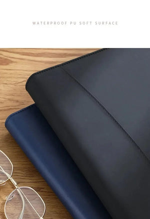 Planet Gates University A4 Leather Portfolio Folder for Document Holder Desk Organizer Man Executive Briefcase Zippered Calculator for Office