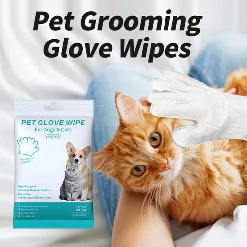Planet Gates Unscented Extra Thick Pet Cleaning Wipes for Dogs & Cats,Dog Washing Bathing Deodorizing Grooming Gloves for Daily Care