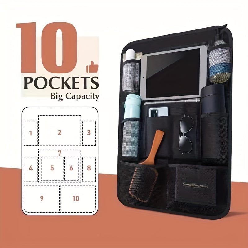 Planet Gates Upgrade Your Car With This Premium Car Seat Back Storage Bag - Anti-Kick Pad Included!