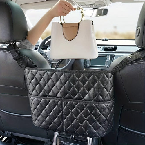 Planet Gates Upgraded double pockets Wallet Handbag Car Supplies Storage Between Car Seats Car Organizer Mesh Bag With Extra Back Pocket Car Seat Back Organizer Box Car Accessories