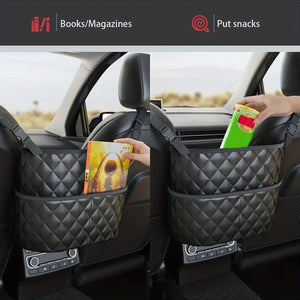 Planet Gates Upgraded double pockets Wallet Handbag Car Supplies Storage Between Car Seats Car Organizer Mesh Bag With Extra Back Pocket Car Seat Back Organizer Box Car Accessories