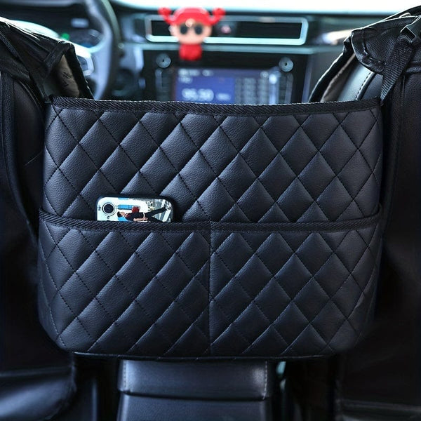 Planet Gates Upgraded double pockets Wallet Handbag Car Supplies Storage Between Car Seats Car Organizer Mesh Bag With Extra Back Pocket Car Seat Back Organizer Box Car Accessories