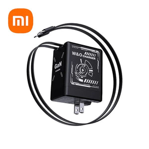 Planet Gates US Black Xiaomi GaN120W Ultra Fast Charger With Retractable Type-C Lightning Cable Fast Charging Adapter For iPhone16 iPad Samsung Huawei