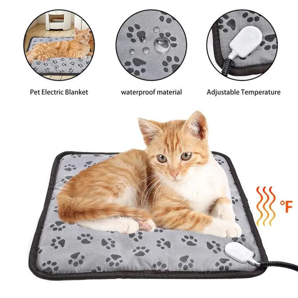 Planet Gates US plug 45x45cm / United States 3-speed Adjustable Heating Pad For Dog Cat Power-off Protection Pet Electric Heated Warm Mat Bed Waterproof Bite-resistant Wire