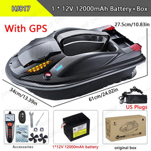 Planet Gates US Plugs-1B-GPS HONGXUNJIE HJ817 GPS Fishing Tool Smart Cruise Control RC Bait Boat Dual Motor Low Noise 3.5KG Loading 500M With Night Lights