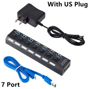 Planet Gates USB 3.0 Hub USB HUB Splitter Multi USB 3.0 Hub Multiple 4/7 Port Hub Splitter With Power Adapter Computer Accessories Hub For PC