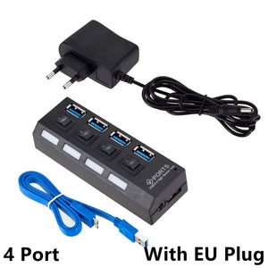 Planet Gates USB 3.0 Hub USB HUB Splitter Multi USB 3.0 Hub Multiple 4/7 Port Hub Splitter With Power Adapter Computer Accessories Hub For PC