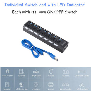 Planet Gates USB 3.0 Hub USB HUB Splitter Multi USB 3.0 Hub Multiple 4/7 Port Hub Splitter With Power Adapter Computer Accessories Hub For PC