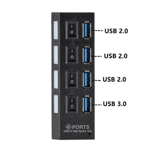 Planet Gates USB 3.0 Hub USB HUB Splitter Multi USB 3.0 Hub Multiple 4/7 Port Hub Splitter With Power Adapter Computer Accessories Hub For PC