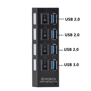 Planet Gates USB 3.0 Hub USB HUB Splitter Multi USB 3.0 Hub Multiple 4/7 Port Hub Splitter With Power Adapter Computer Accessories Hub For PC