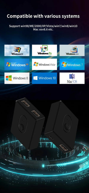 Planet Gates USB 3.0 Switcher KVM Switch 1x2/2x1 Bidirectional USB Hub for Computer Laptop to Keyboard Mouse Printer U Disk USB 2.0 Extender