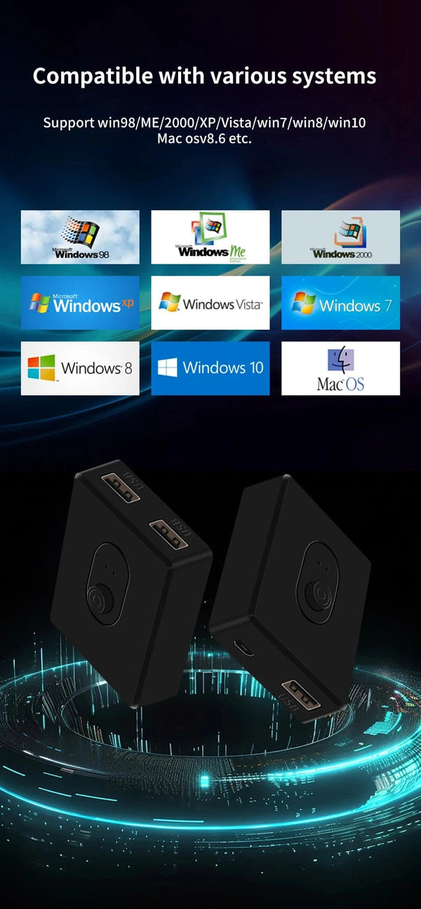 Planet Gates USB 3.0 Switcher KVM Switch 1x2/2x1 Bidirectional USB Hub for Computer Laptop to Keyboard Mouse Printer U Disk USB 2.0 Extender