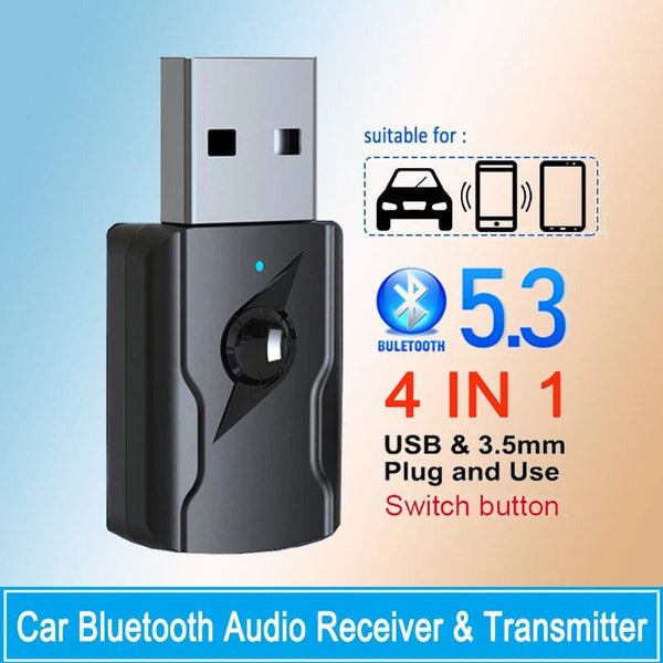 Planet Gates USB & 3.5mm AUX Bluetooth 5.3 Dongle Audio Receiver Transmitter Music Adapter For PC Mp3 Speaker TV Wireless Earphone Car Radio