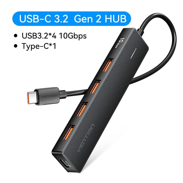 Planet Gates USB-C3.2 10Gbps / CHINA Vention Usb Hub 4 Port ABS Hub Usb 3 0 10Gbps for Laptop Multi Splitter Adapter For Xiaomi Macbook PC Computer Accessories