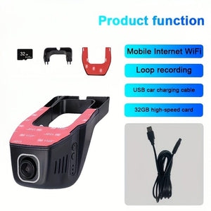 Planet Gates USB Cable Version +32G Hidden HD Driving Recorder Without Screen, WiFi Mobile Phone Interconnection, Support 24-hour Parking Monitoring & USB Power Supply