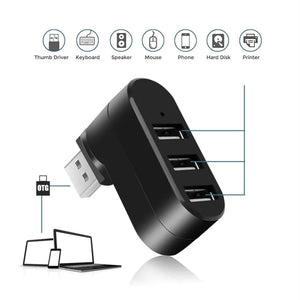 Planet Gates USB Hub 2.0 Adapter Rotate High Speed U Disk Reader Splitter 3 Ports USB 2.0 For Computer PC Laptop Mac Mini Accessories