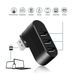 Planet Gates USB Hub 2.0 Adapter Rotate High Speed U Disk Reader Splitter 3 Ports USB 2.0 For Computer PC Laptop Mac Mini Accessories