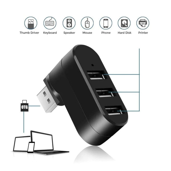 Planet Gates USB Hub 2.0 Adapter Rotate High Speed U Disk Reader Splitter 3 Ports USB 2.0 For Computer PC Laptop Mac Mini Accessories
