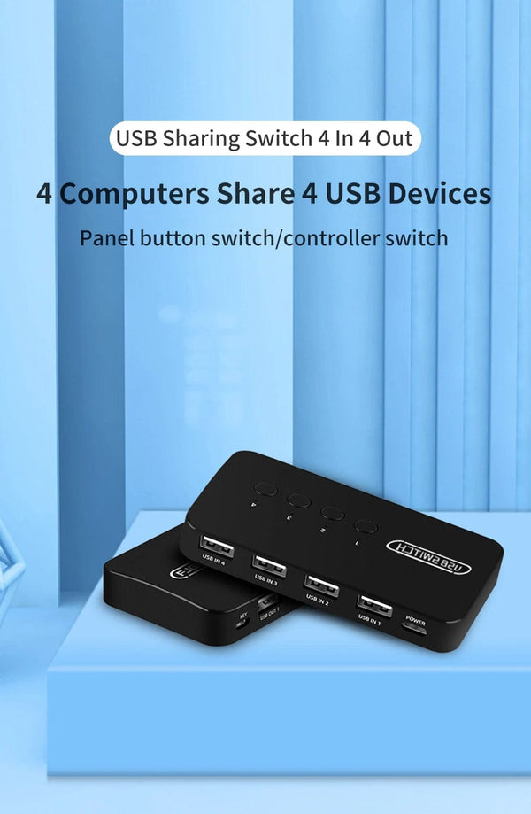 Planet Gates USB KVM Switch Adapter 2 Input 4 Output USB Switch KVM Switcher Printer Sharer For Computer Keyboard Mouse Sharer Controller