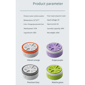 Planet Gates USB Mini Portable Washing Machine Small 3 Gears Timer Rotating Turbo Underwear Sock Washer Dishwasher For Baby Travel Home 미니세탁기