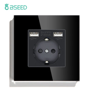 Planet Gates USB Single / Russian Federation BSEED Touch Light Switch With EU USB Wall Sockets Black Wall Led Switches 1/2/3Gang 1Way Crystal Dark Blue Backlight Wall Switch