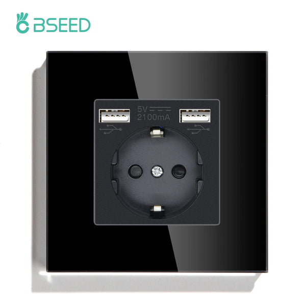 Planet Gates USB Single / Russian Federation BSEED Touch Light Switch With EU USB Wall Sockets Black Wall Led Switches 1/2/3Gang 1Way Crystal Dark Blue Backlight Wall Switch